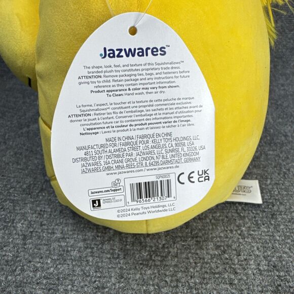 NEW Squishmallows Peanut’s 8" Woodstock Plush With Bunny Ears & Flower - Picture 6 of 6